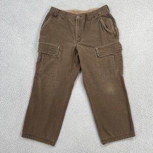Duluth Trading Flex Fire Hose Cargo Pants Men 40x30 Brown Canvas Workwear
